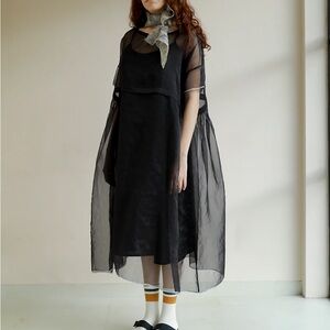 Chic Black Sheer Midi Dress